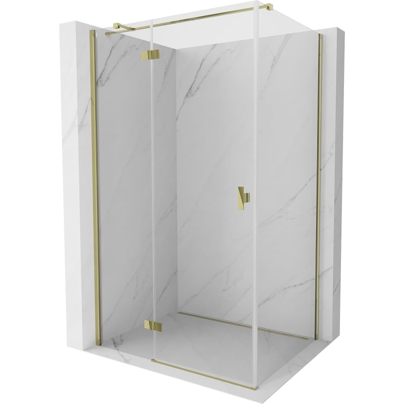 Mexen Mist H T лява отваряема душ кабина 90 x 100 см, прозрачна, златна - 8A5T-090-100-50-00-L