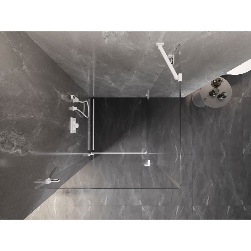 Mexen Lunar-B лява душ кабина 90 x 90 см, прозрачна, бяла - 832-090-090-20-00-L