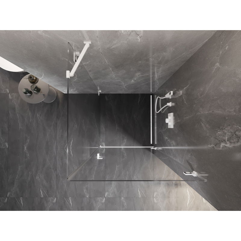 Mexen Lunar-B врата на душ кабина, отваряща се надясно, 90 x 90 см, прозрачна, бяла - 832-090-090-20-00-P