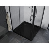 Mexen Apia плъзгаща се душ кабина 100 x 100 см, прозрачна, черна + душ тава Flat,