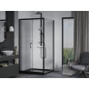 Mexen Apia плъзгаща се душ кабина 100 x 100 см, прозрачна, черна + душ тава Flat,