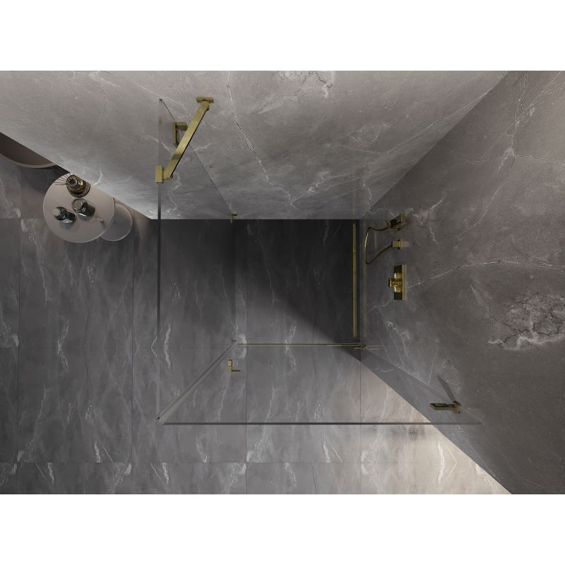 Mexen Lunar-B душ кабина отваряща се дясна 70 x 70 см, прозрачна, златна - 832-070-070-50-00-P