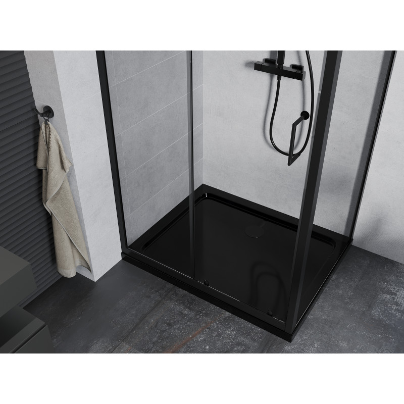 Mexen Apia плъзгаща се душ кабина 110 x 100 см, прозрачна, черна + плосък