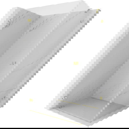 Mexen Lunar-B ляво отваряема душ кабина 100 x 80 см, прозрачна, златно четкано - 832-100-080-55-00-L