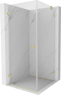Mexen Lunar-B лява отваряема душ кабина 90 x 90 см, прозрачна, златна четка - 832-090-090-55-00-L