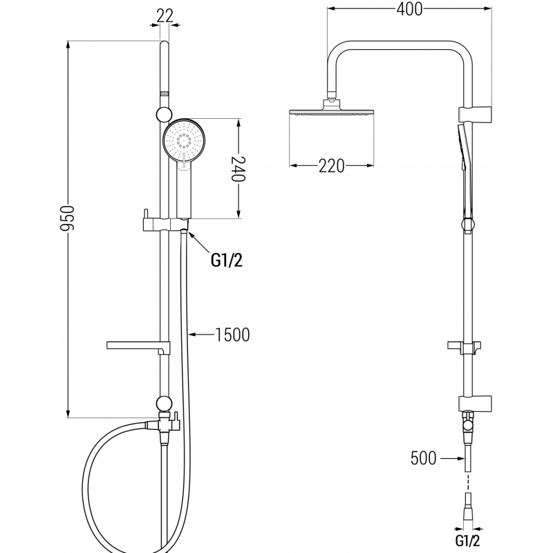 Mexen X40 душ колона, розово злато - 7984040091-60