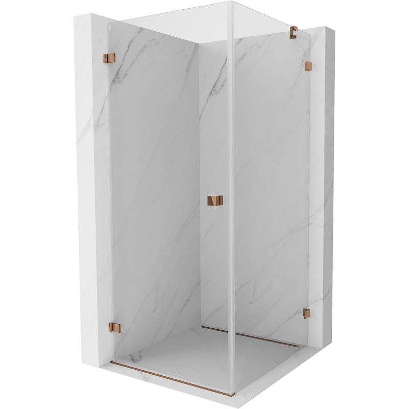 Mexen Lunar-B лява душ кабина 80 x 80 см, прозрачна, розово злато - 832-080-080-60-00-L