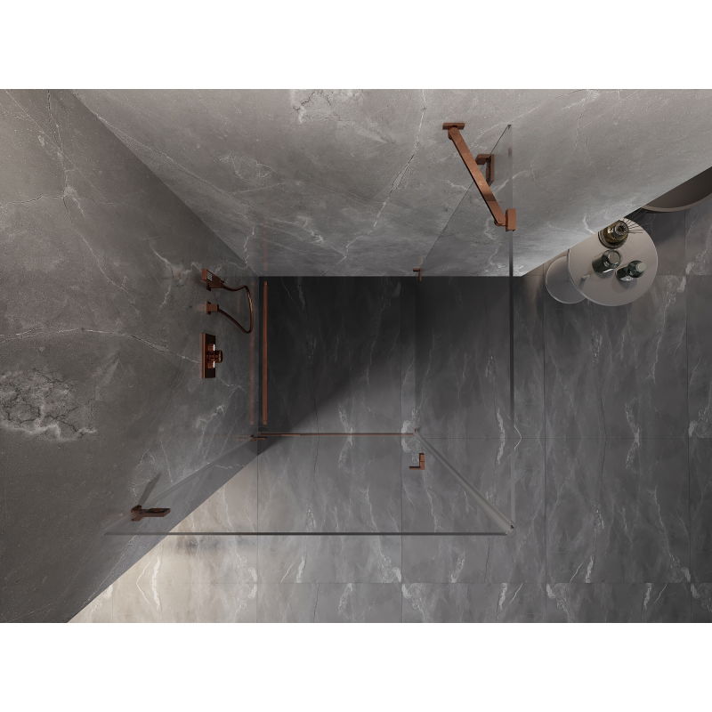 Mexen Lunar-B лява отваряема душ кабина 80 x 80 см, прозрачна, розово злато - 832-080-080-60-00-L