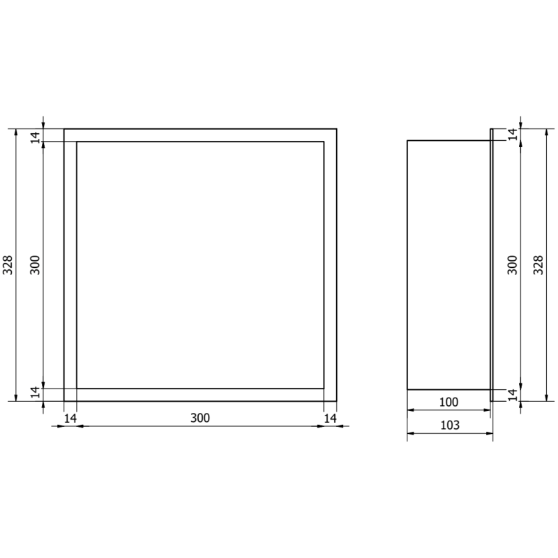 Mexen X-Wall-R нишова полица с фланец 30 x 30 см, инокс - 1910303010