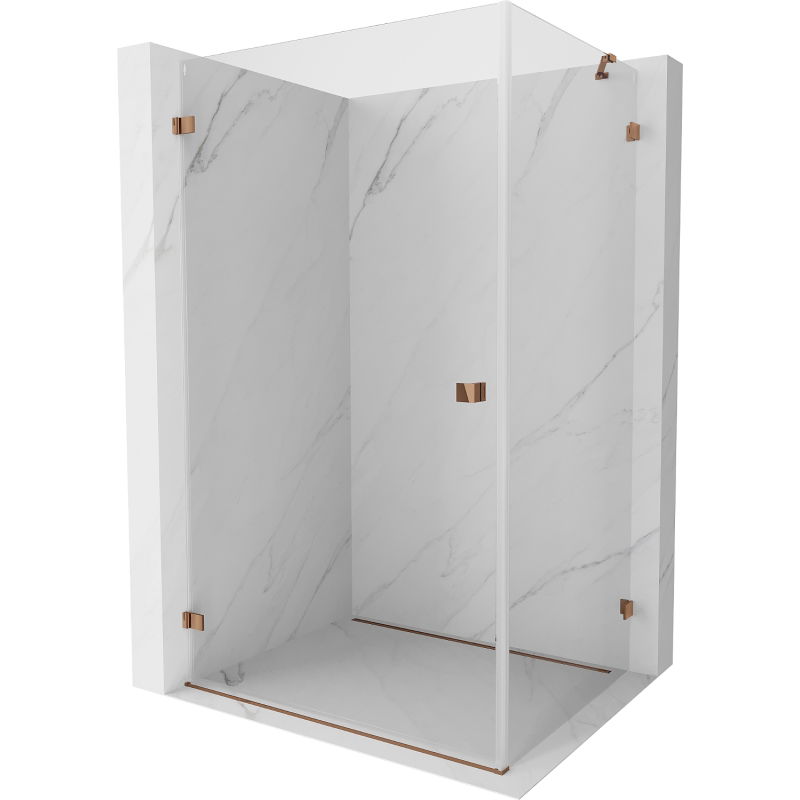 Mexen Lunar-B лява душ кабина с врата 95 x 80 см, прозрачно, розово злато - 832-095-080-60-00-L
