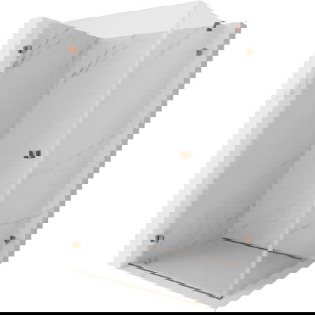 Mexen Lunar-B лява душ кабина 100 x 80 см, прозрачна, розово злато - 832-100-080-60-00-L