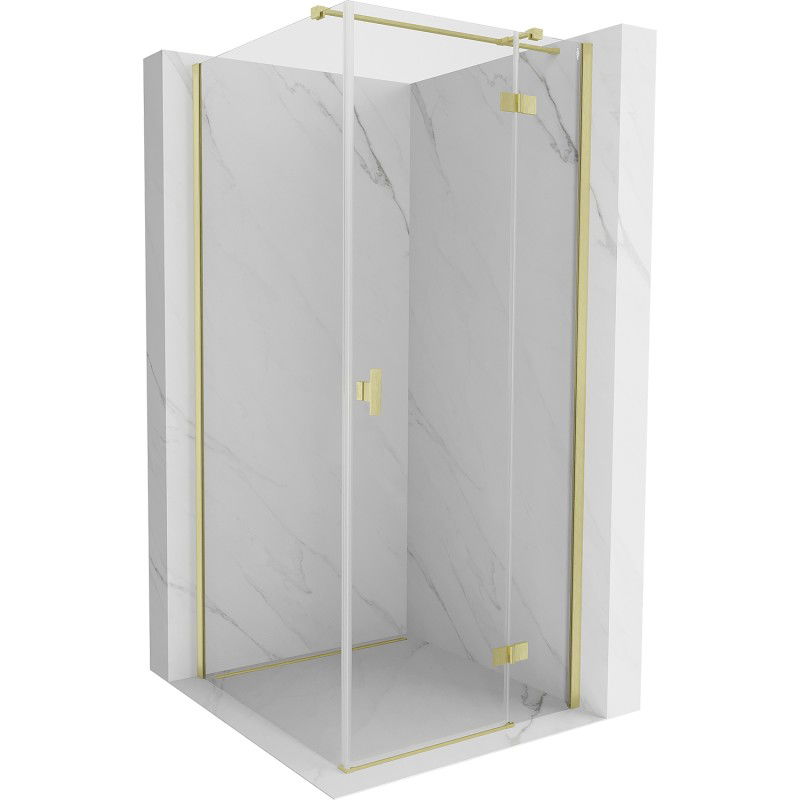 Mexen Mist H T дясна отваряема душ кабина 85 x 85 см, прозрачна, четка злато - 8A5T-085-085-55-00-P