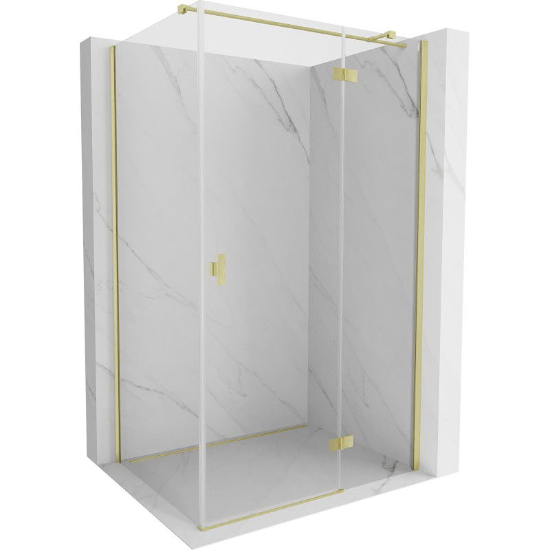 Mexen Mist H T душ кабина с отварящи се врати - дясна 70 x 90 см, прозрачна, златиста матирана - 8A5T-070-090-55-00-P