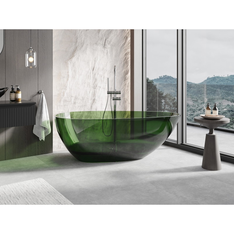 Mexen Glass самостоятелно стояща прозрачна вана 170 x 85 см, forest, хром