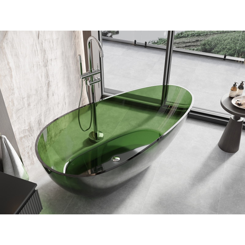Mexen Glass самостоятелно стояща прозрачна вана 170 x 85 см, forest, хром