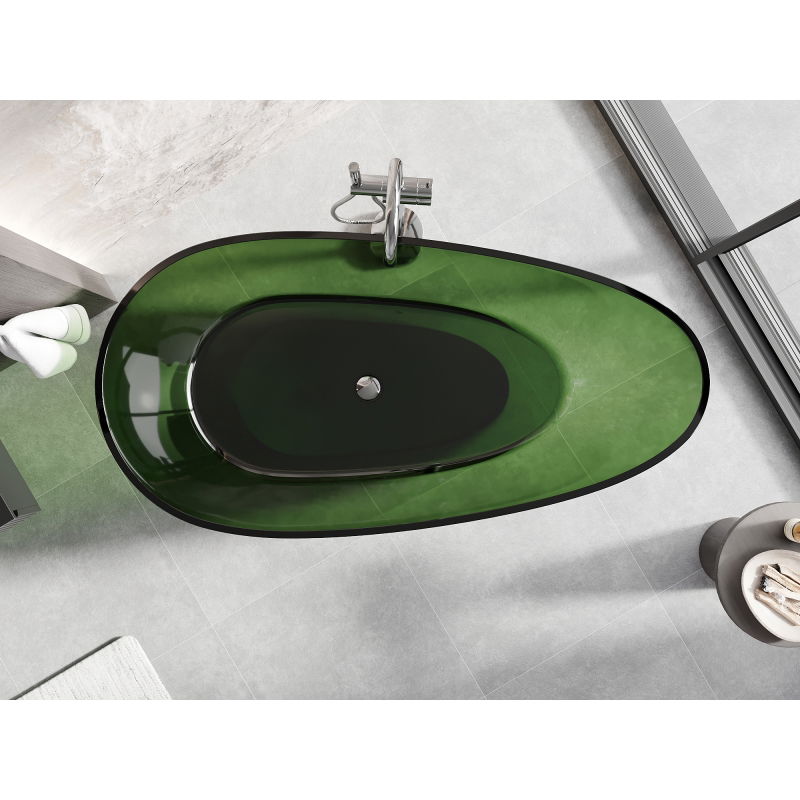 Mexen Glass Forest свободностояща прозрачна вана 170 x 85 см, хромиран бутон - 58061708502