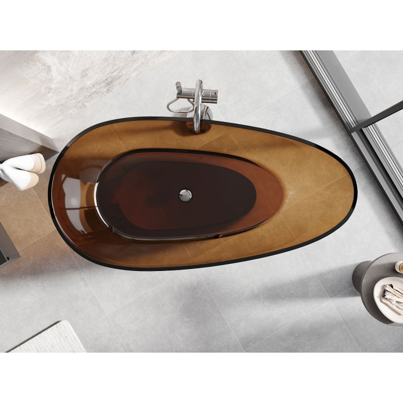 Mexen Glass седяща вана свободностояща прозрачна 170 x 85 см, хромиран капак - 58061708505