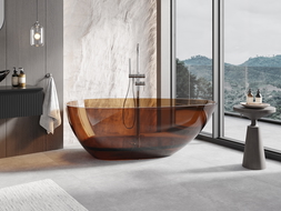 Mexen Glass седяща вана свободностояща прозрачна 170 x 85 см, хромиран капак - 58061708505