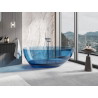 Mexen Glass прозрачна свободностояща вана 170 x 85 см, деним, хромиран клапан