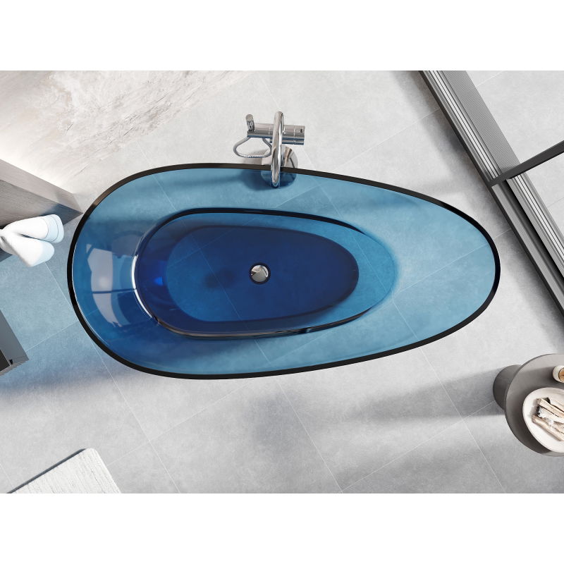 Mexen Glass деним свободностояща прозрачна вана 170 x 85 cm, хромиран изпускател - 58061708507