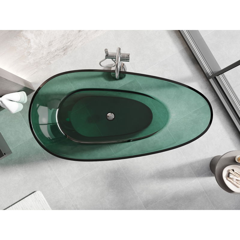 Mexen Glass teal свободностояща прозрачна вана 170 x 85 cm, хромиран капак - 58061708511