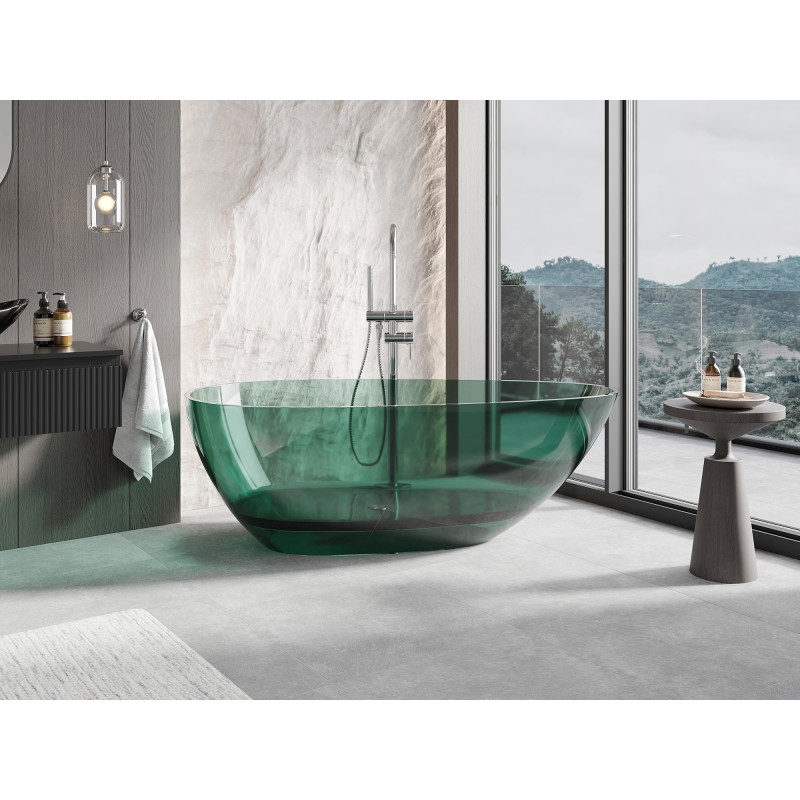 Mexen Glass Свободностояща прозрачна вана 170 x 85 см, тюркоаз, хромиран