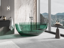 Mexen Glass Свободностояща прозрачна вана 170 x 85 см, тюркоаз, хромиран