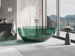 Mexen Glass teal свободностояща прозрачна вана 170 x 85 cm, хромиран капак - 58061708511