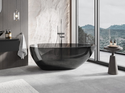 Mexen Glass черна свободностояща вана прозрачна 170 x 85 cm, хромиран сифон - 58061708513