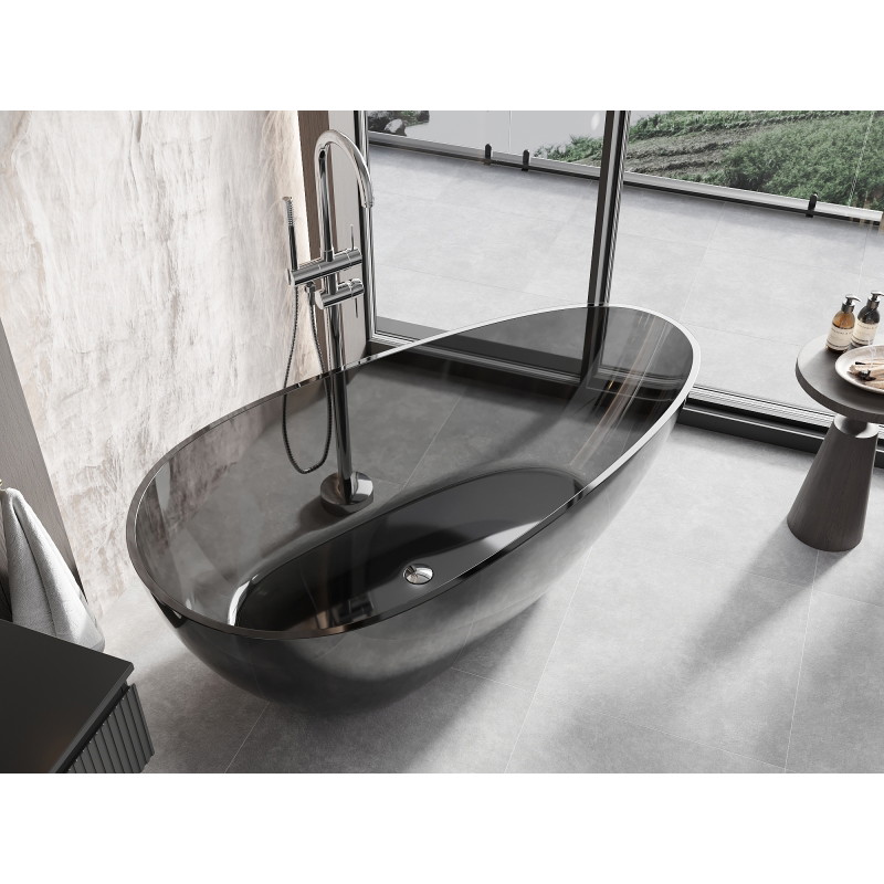 Mexen Glass свободностояща прозрачна вана 170 x 85 см, черна, с хромиран корк