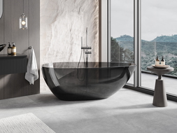 Mexen Glass черна свободностояща вана прозрачна 160 x 80 см, хромиран изпускател - 58061608013