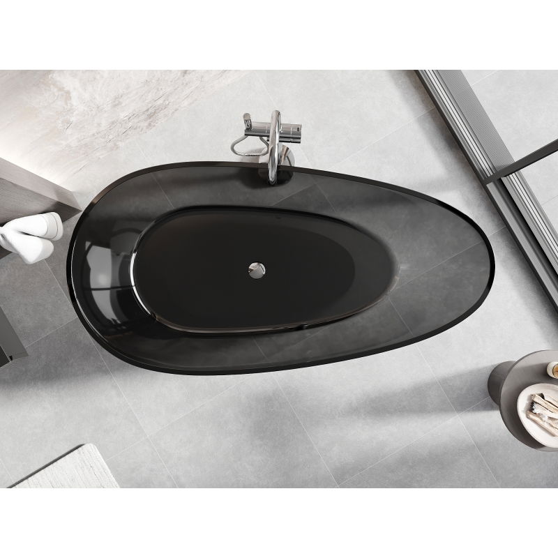 Mexen Glass черна свободностояща вана прозрачна 160 x 80 см, хромиран изпускател - 58061608013