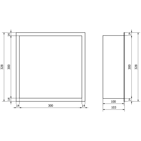 Mexen X-Wall-R стенна полка с ръб 30 x 30 см, златна - 1950303010