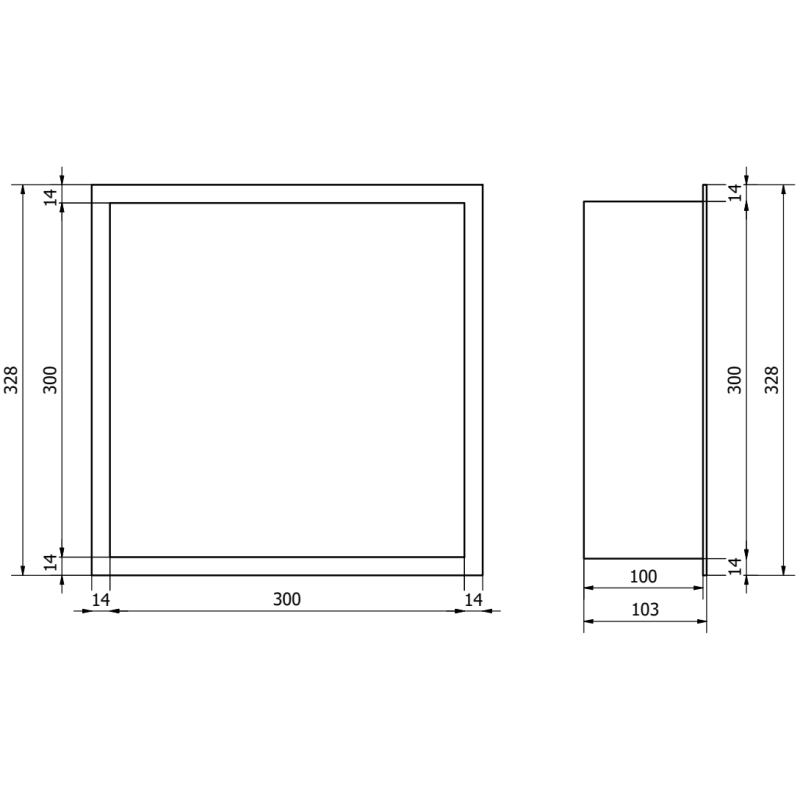 Mexen X-Wall-R вградена полица с козирка 30 x 30 см, черна - 1970303010
