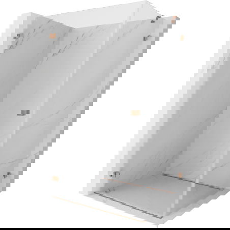 Mexen Lunar-B лява отваряема душ кабина 85 x 80 см, прозрачна, матова мед - 832-085-080-65-00-L