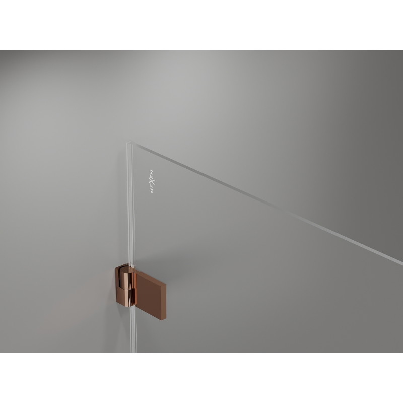 Mexen Lunar-B лява врата на душ кабина 95 x 80 см, прозрачна, четкана мед