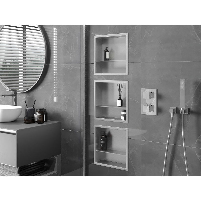 Mexen X-Wall-R нишова полица с яка и рафт 30 x 30 cm, инокс - 1910303010S