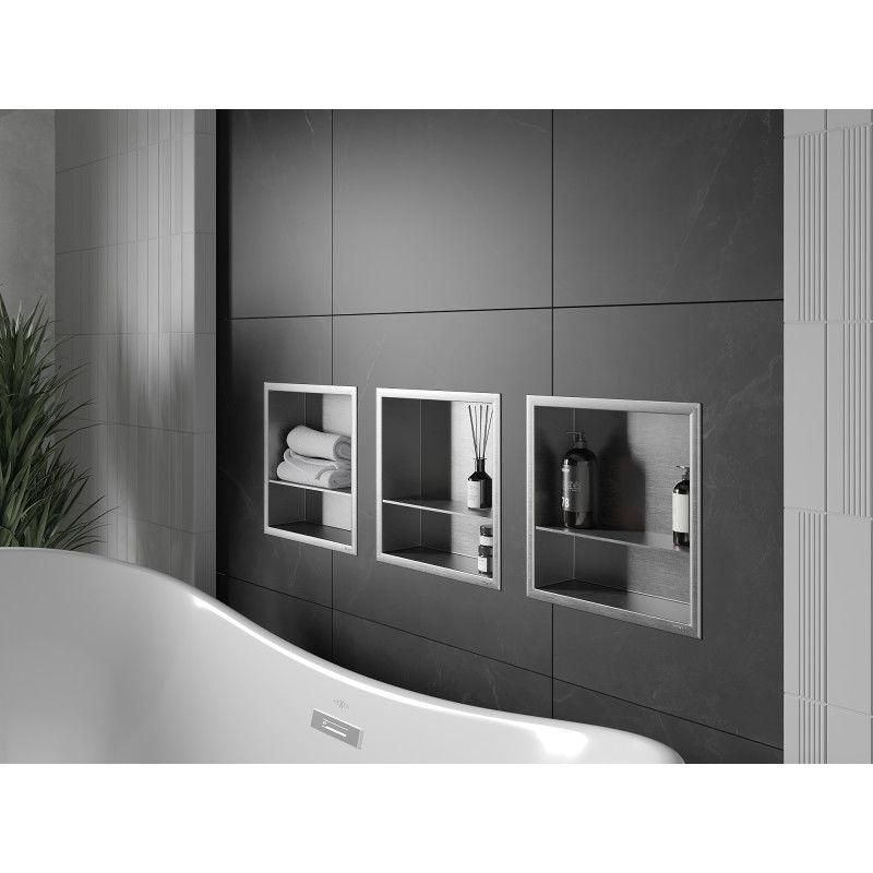 Mexen X-Wall-R нишова полица с яка и рафт 30 x 30 cm, инокс - 1910303010S