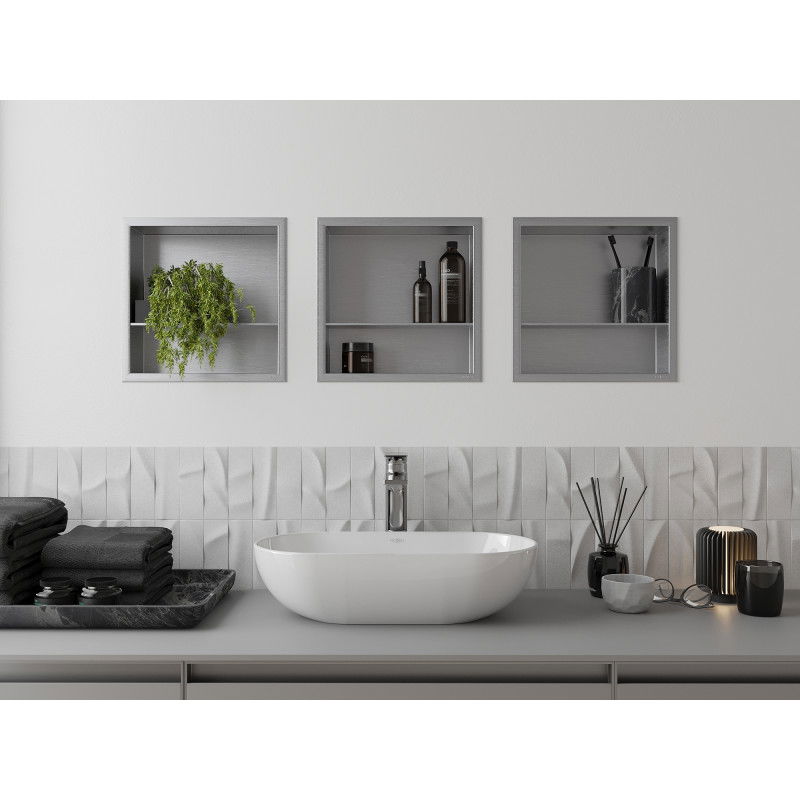 Mexen X-Wall-R нишова полица с яка и рафт 30 x 30 cm, инокс - 1910303010S