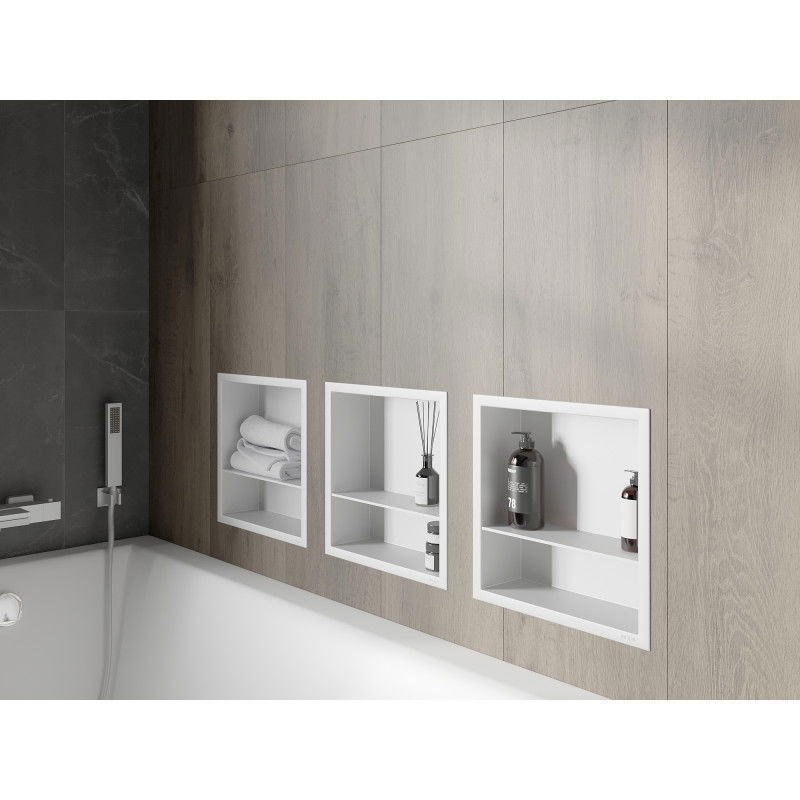 Mexen X-Wall-R вдлъбната полица с яка и рафт 30 x 30 cm, бяла - 1920303010S