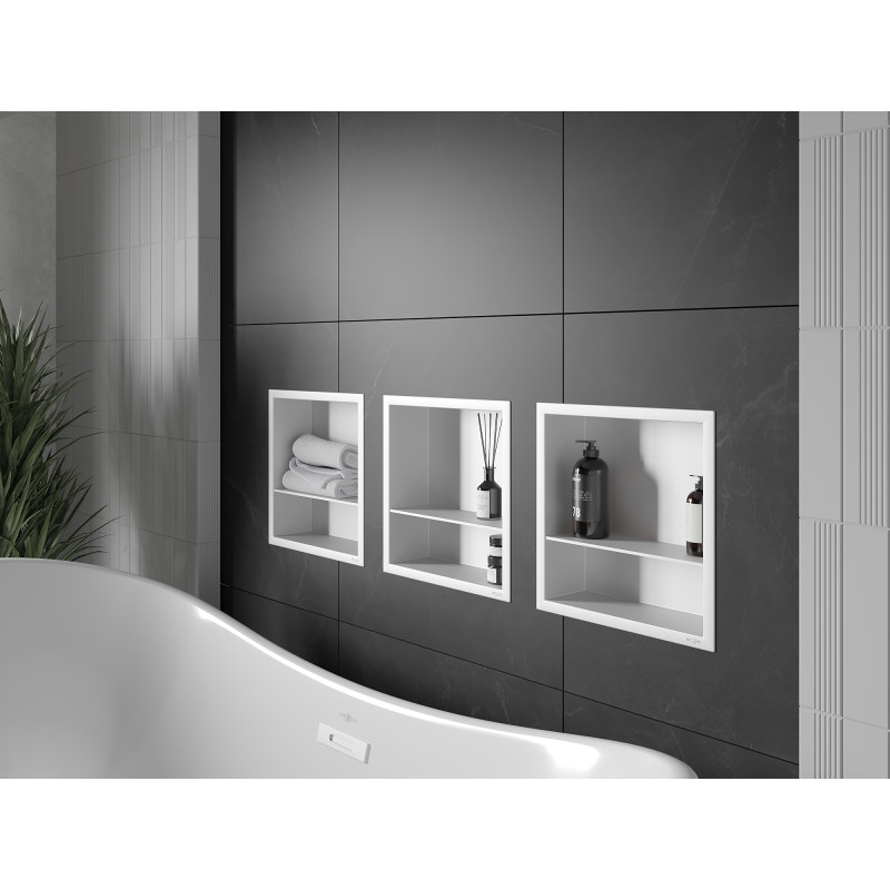 Mexen X-Wall-R вградена лавица с яка и лавица 30 x 30 см, бяла - 1920303010S