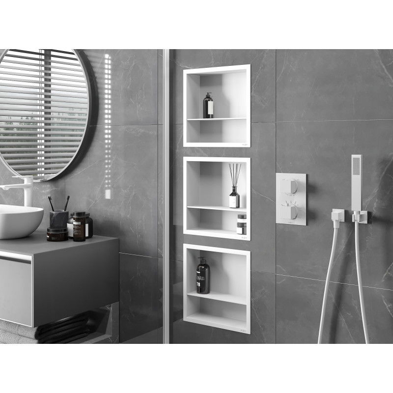 Mexen X-Wall-R вдлъбната полица с яка и рафт 30 x 30 cm, бяла - 1920303010S