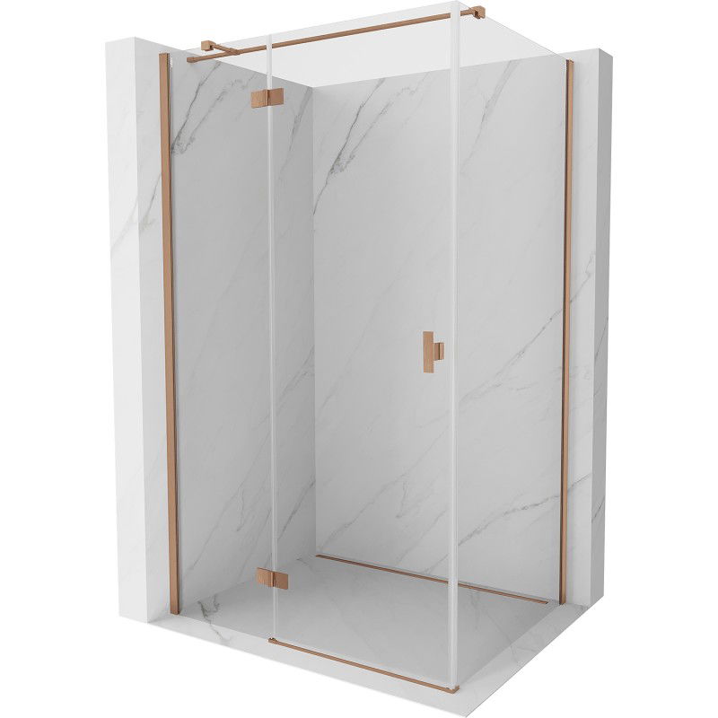 Mexen Mist H T лява отваряема душ кабина 90 x 100 см, прозрачна, четкана мед - 8A5T-090-100-65-00-L
