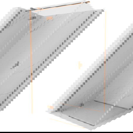 Mexen Mist H T лява отваряема душ кабина 90 x 100 см, прозрачна, четкана мед - 8A5T-090-100-65-00-L