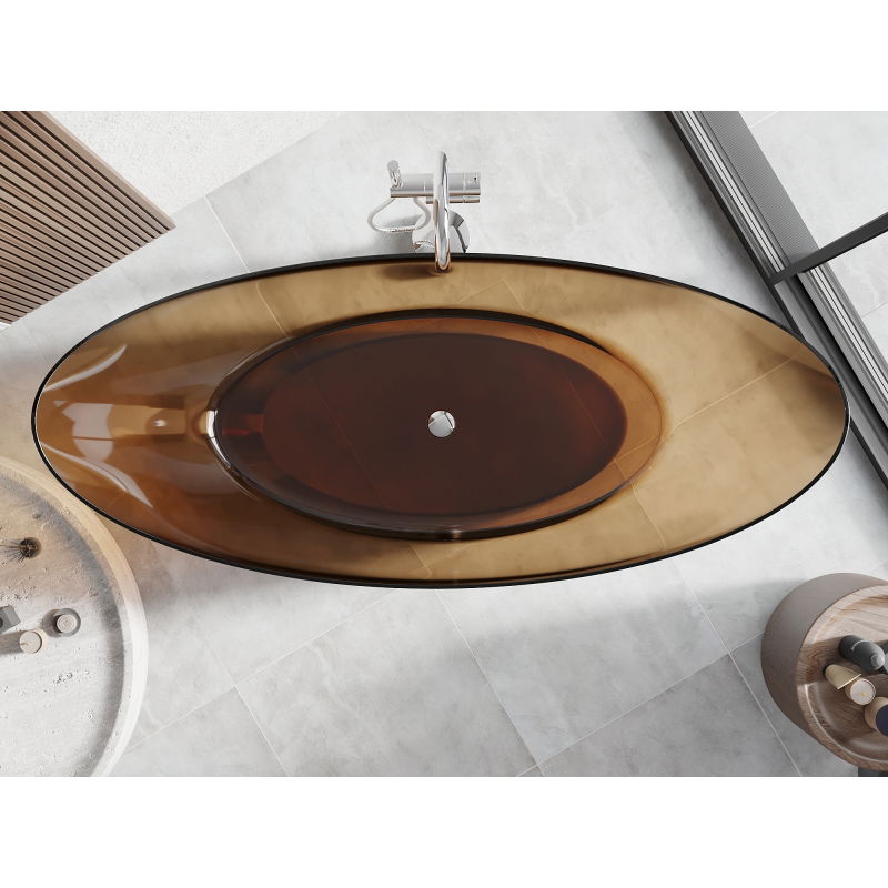 Mexen Vea земна вана свободностояща прозрачна 180 x 80 cm, тапа хром - 58091808005