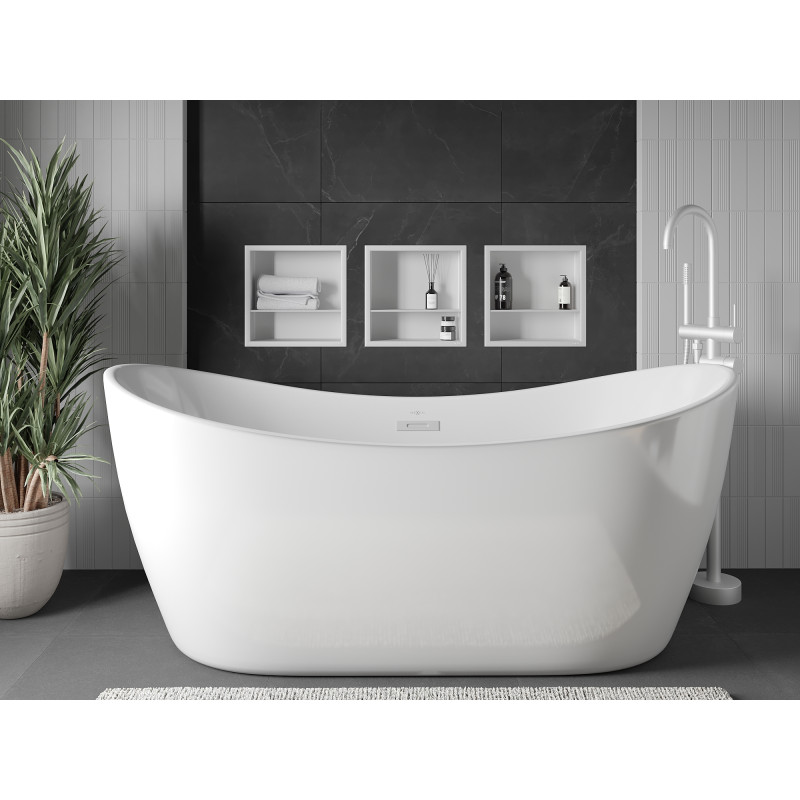 Mexen X-Wall-R вградена лавица с яка и лавица 30 x 30 см, бяла - 1920303010S