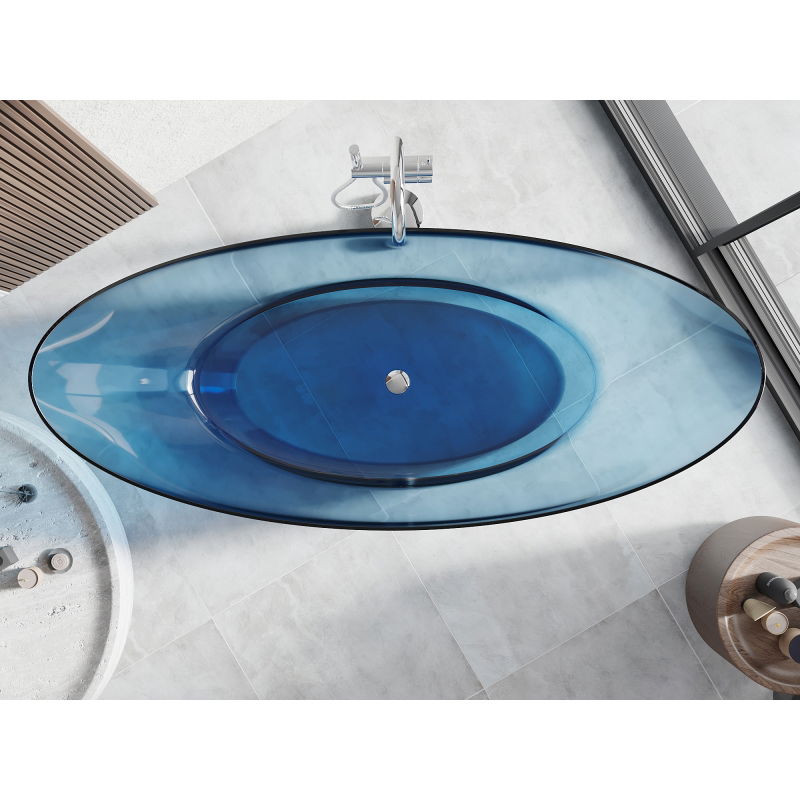 Mexen Vea свободно стояща прозрачна вана 180 x 80 cm, хромиран отвор - 58091808007