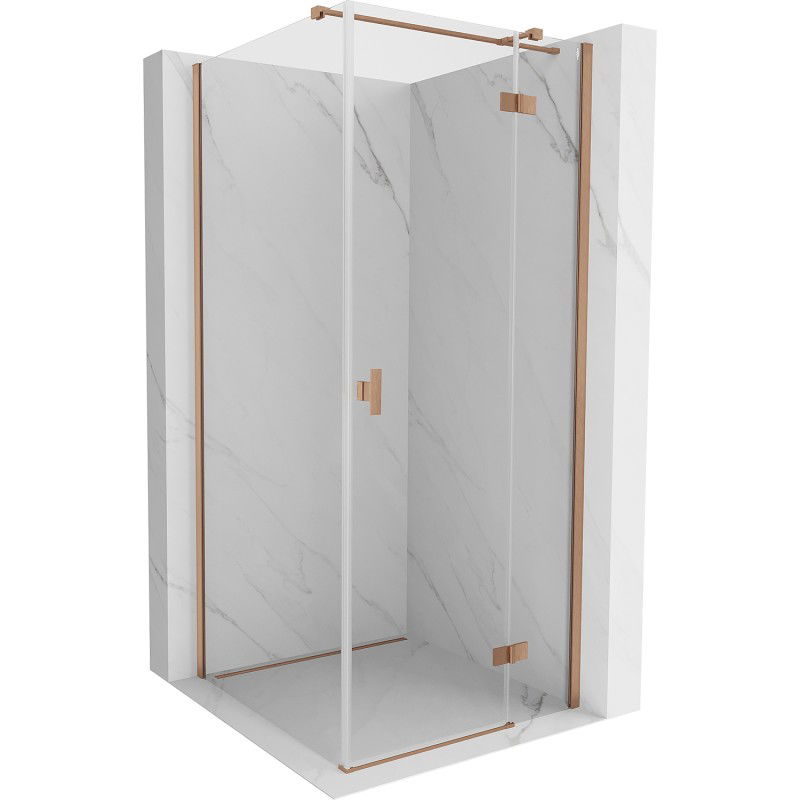 Mexen Mist H T душ кабина с врата на панти, дясна, 95 x 95 см, прозрачна, матирана мед - 8A5T-095-095-65-00-P