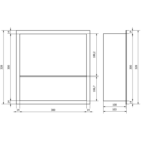 Mexen X-Wall-R вградена рафт с ограда и рафт 30 x 30 см, златен - 1950303010S