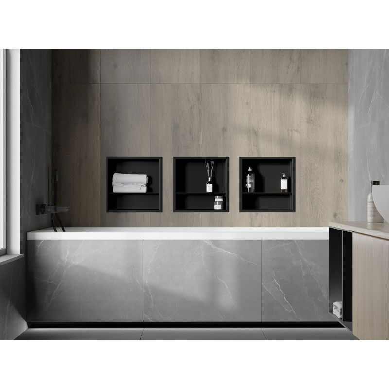 Mexen X-Wall-R вдлъбната лавица с фланец и рафт 30 x 30 см, черна - 1970303010S